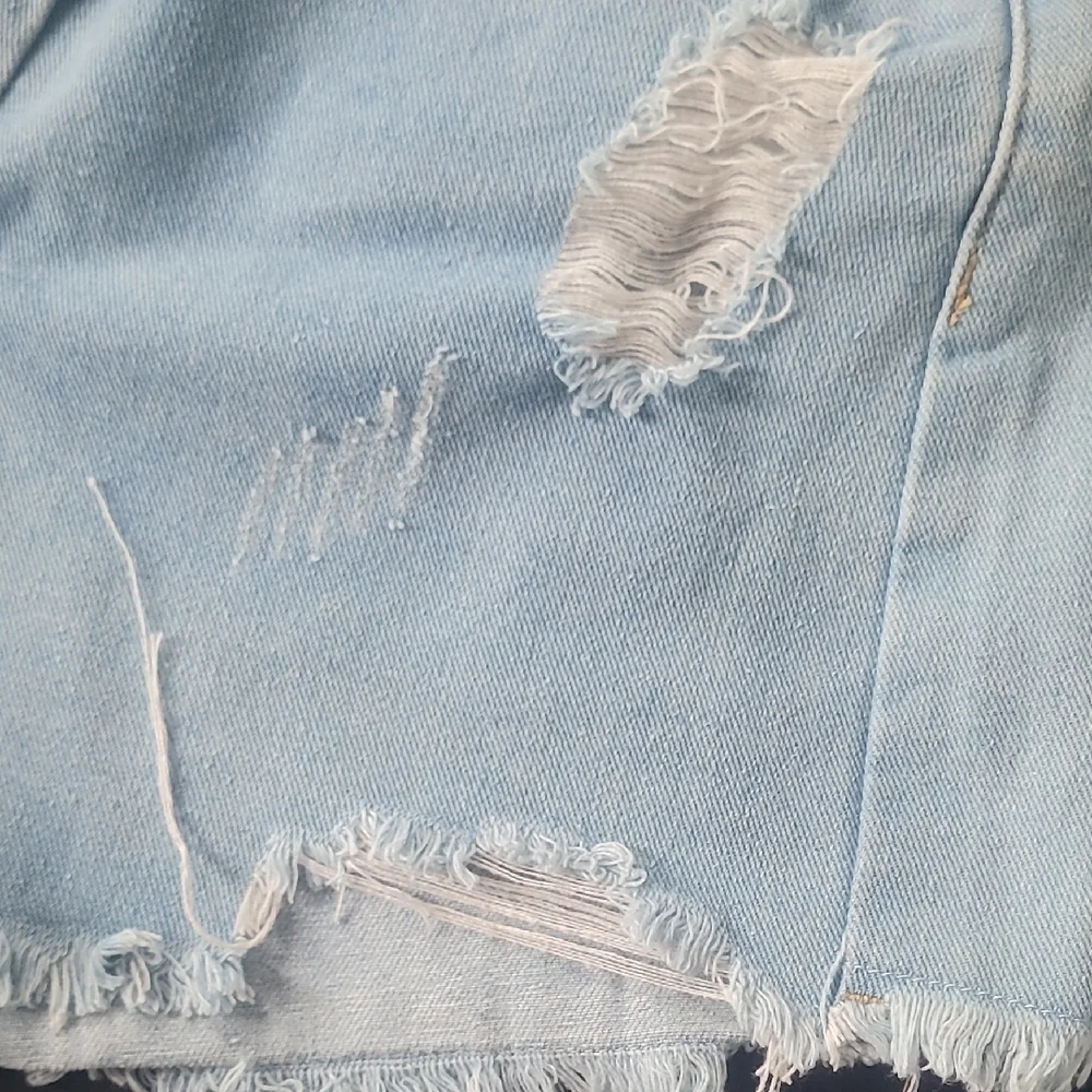 Light Blue Distressed Denim Shorts - Picture 11 of 16